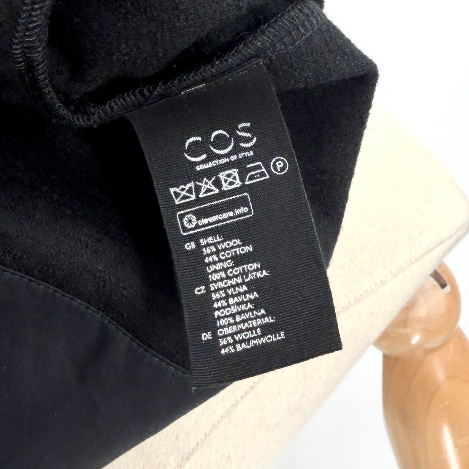 COS Black Wool Cotton Minimalist Belted Duster Jacket