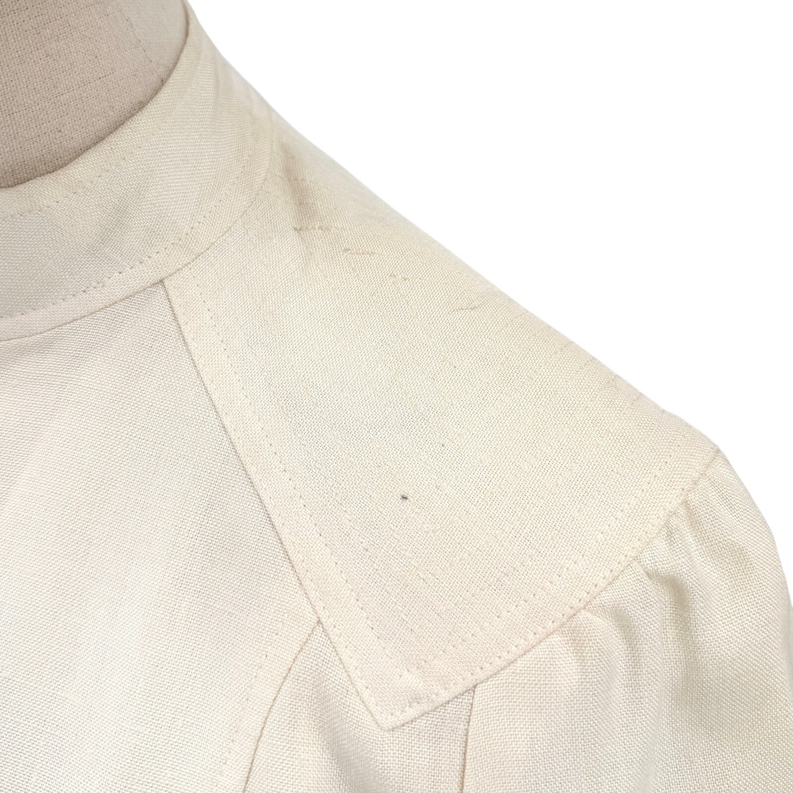 Vintage 80s Albert Nipon Cream Linen Puff Sleeve Jacket