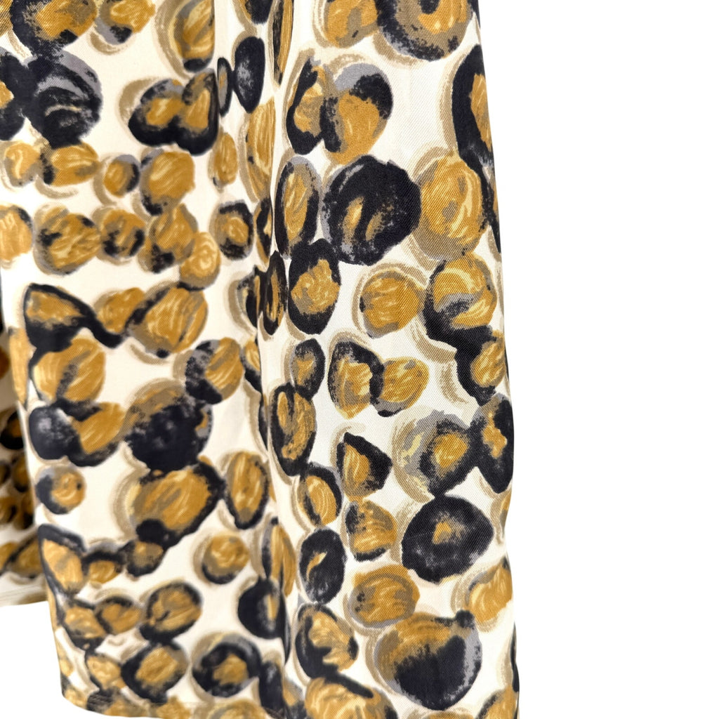 Piazza Sempione Cream Black Mustard Circle Print Silky Midi Skirt