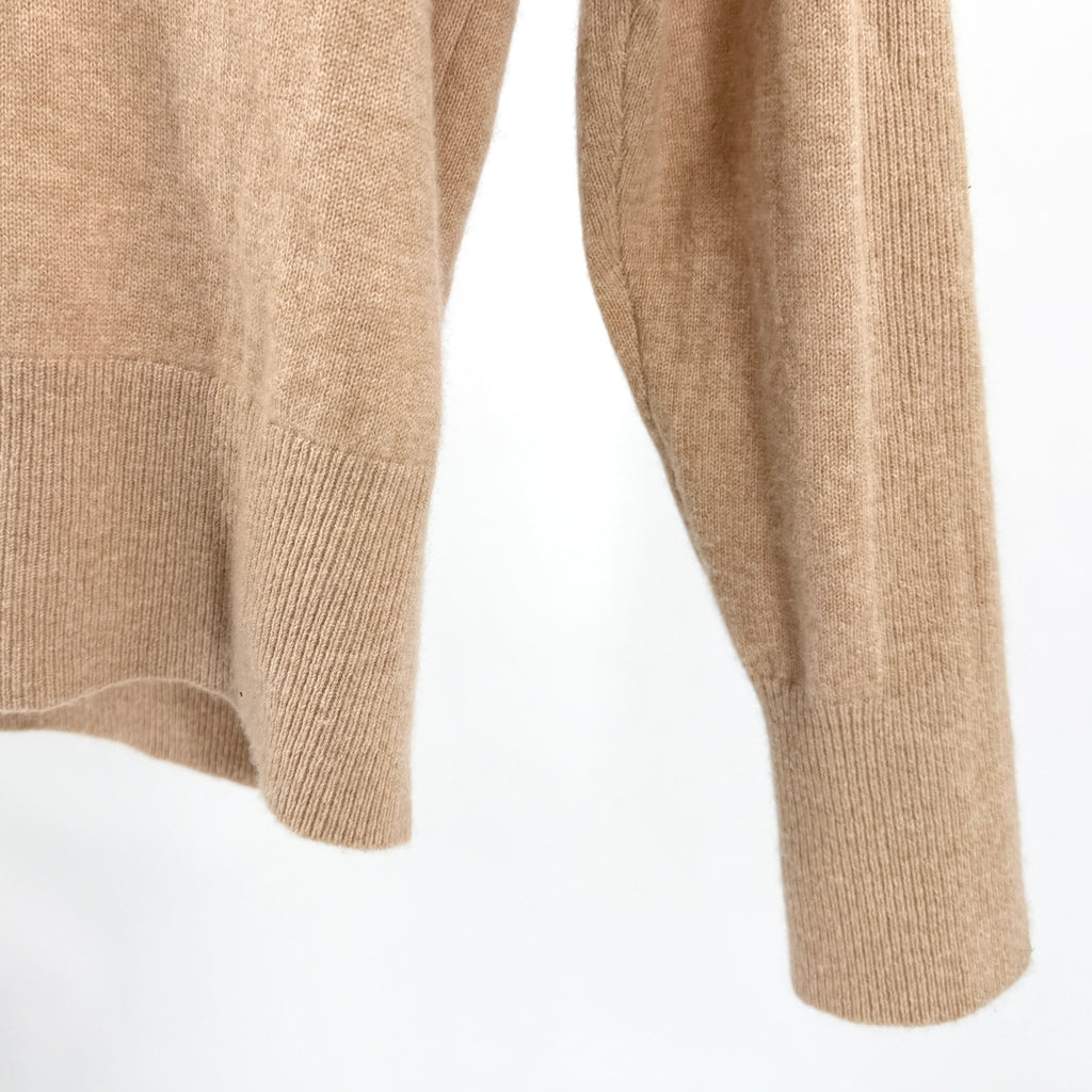 Reiss Camel Cashmere Minimalist Shawl Collar Sweater V-Neck Top
