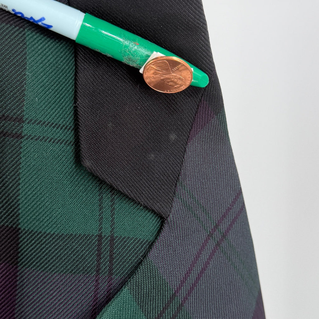 Vintage 90s Le Suit Petite Forest Green Purple Tartan Plaid Blazer Jacket