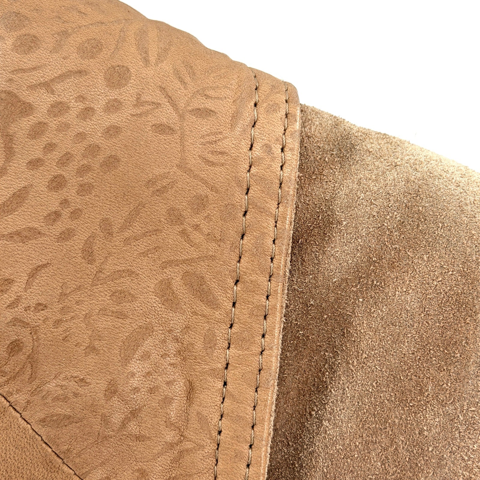 Vintage 80s Winlit Tan Genuine Leather Floral Retro Western Suede Jacket