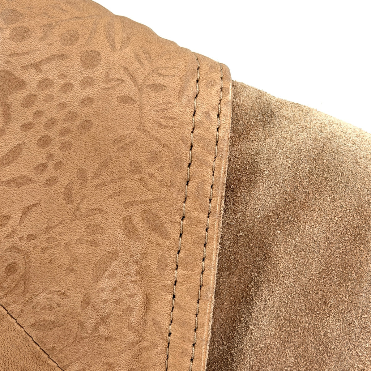 Vintage 80s Winlit Tan Genuine Leather Floral Retro Western Suede Jacket
