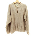 Vintage 90s Eddie Bauer Tan 100% Cotton Henley Marled Knit Sweater