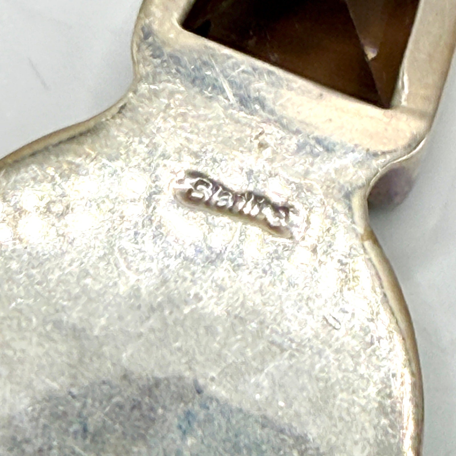 Vintage 90s Sterling Silver Stamped Turquoise Smoky Quartz Statement Pendant