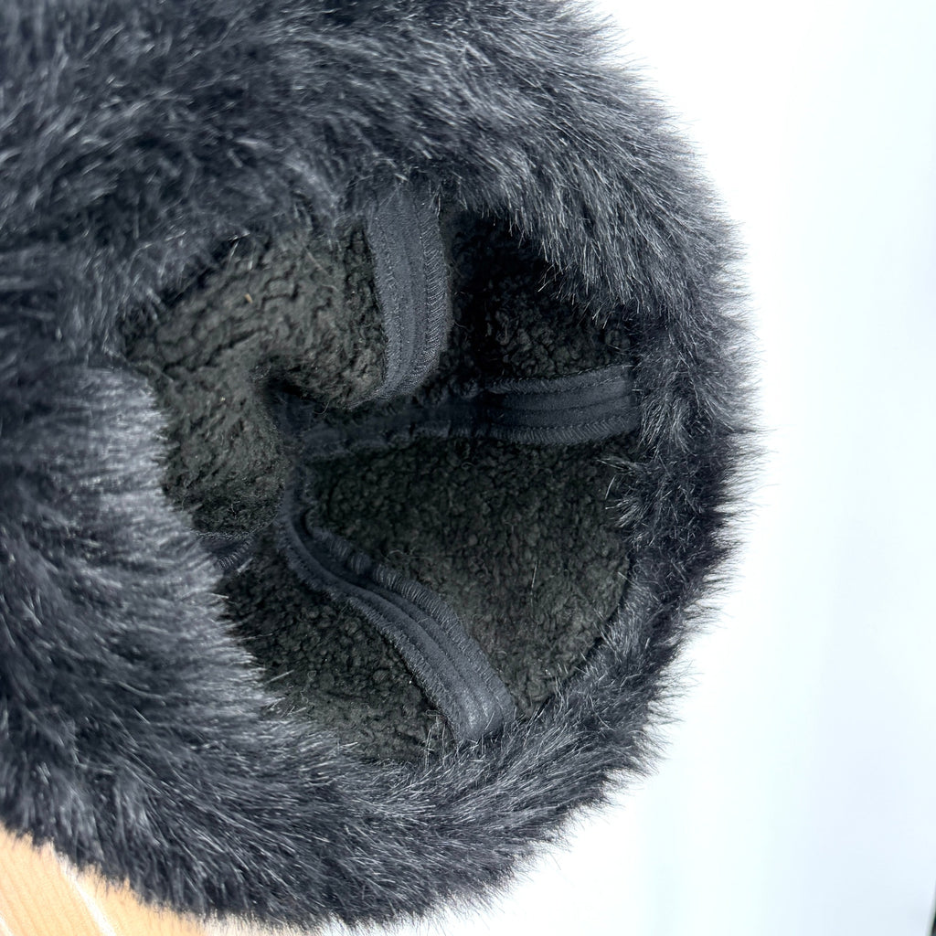 Vintage Y2K Vintage Valley Black Faux Suede Plush Fur Trim Cossack Hat