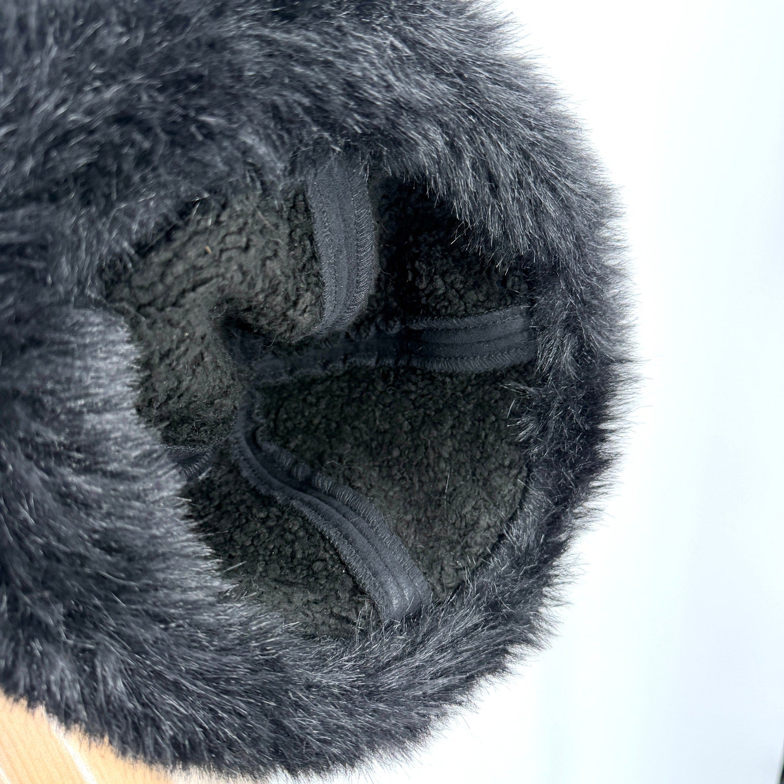 Vintage Y2K Vintage Valley Black Faux Suede Plush Fur Trim Cossack Hat