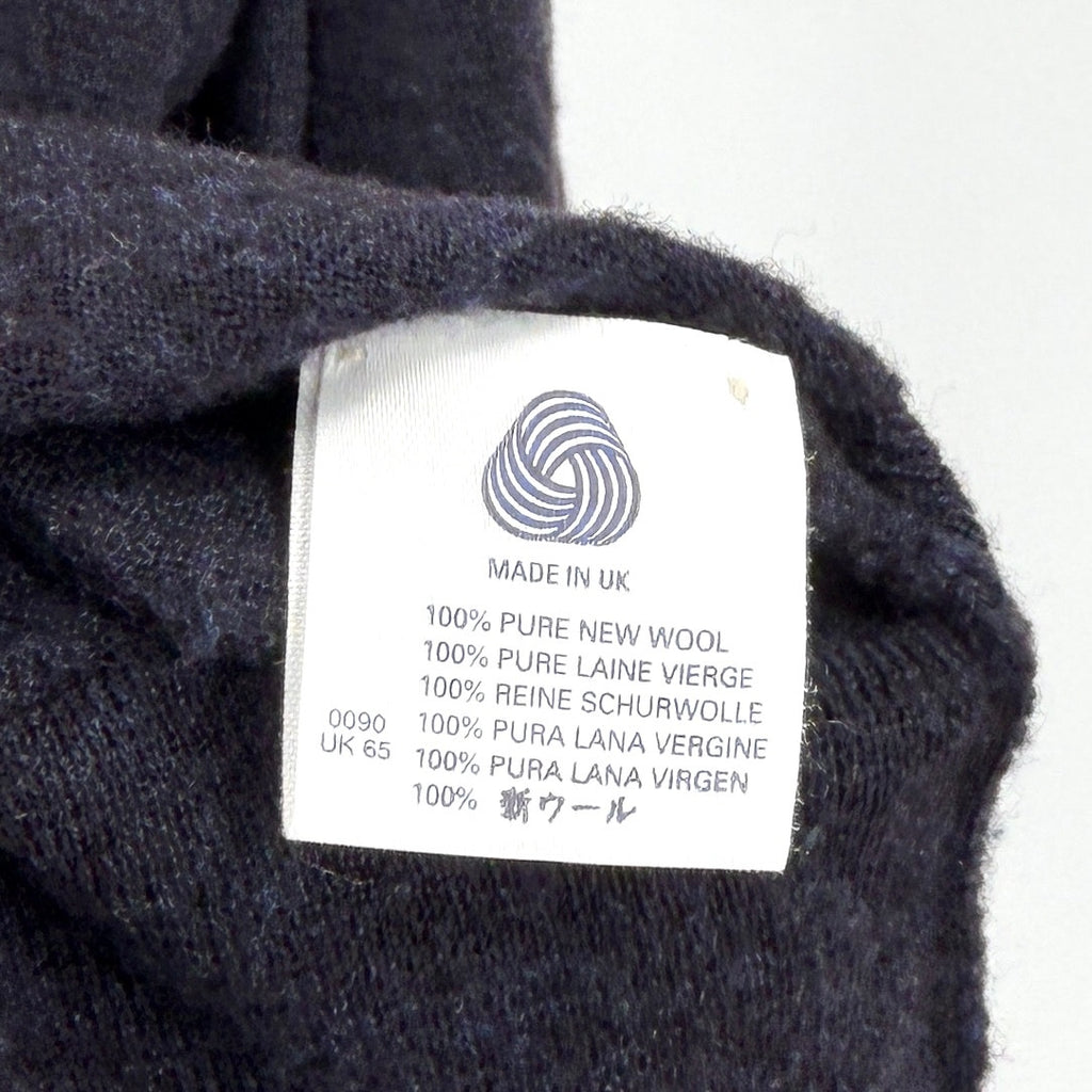 Vintage 90s Old Bond Street Navy 100% Wool Minimalist Collared Polo Sweater