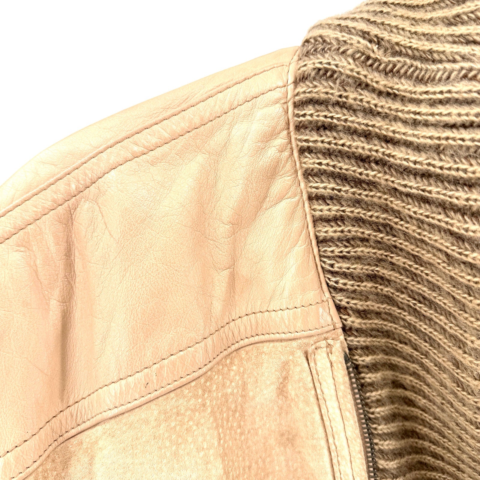 Vintage 80s Jonathan Grey Tan Genuine Leather Suede Bomber Jacket