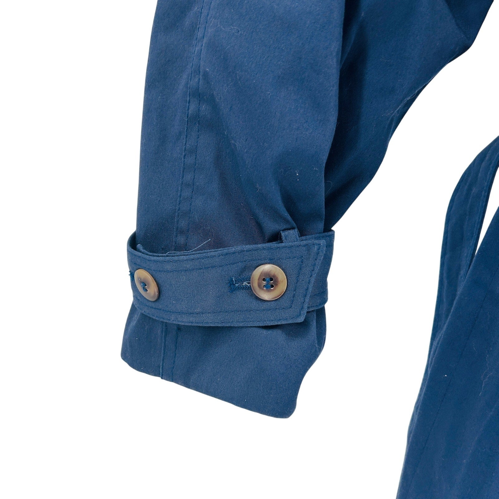Vintage 90s Worthington Navy Double-Breasted Buckle Strap Trench Coat