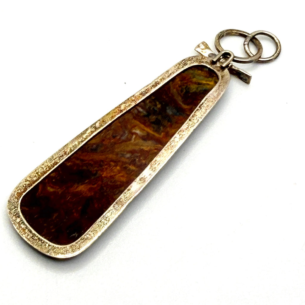Vintage 90s Pietersite Sterling Silver Tapered Statement Slide Pendant