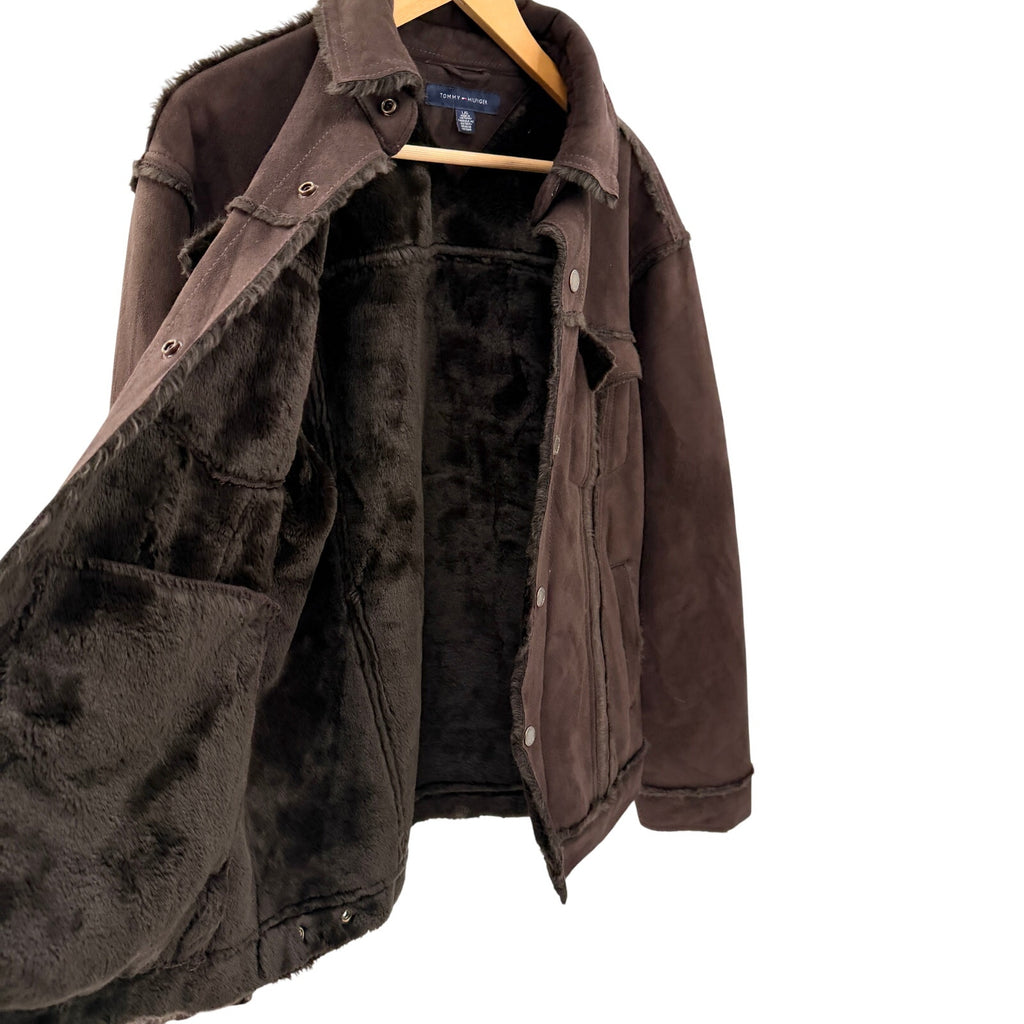 Tommy Hilfiger Chocolate Brown Faux Shearling Trucker Jacket
