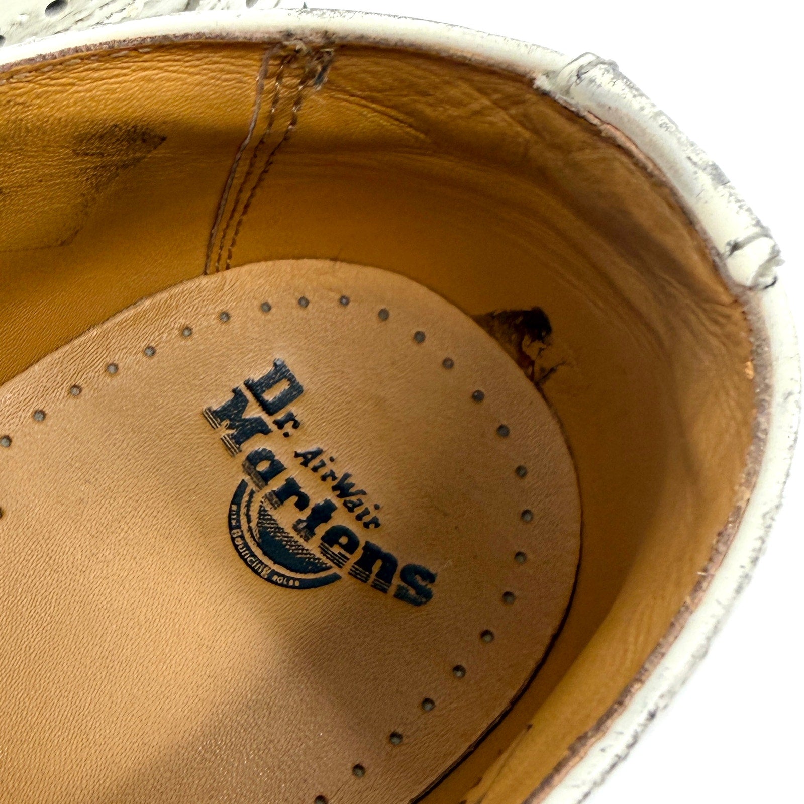 Dr. Martens White Genuine Leather 3989 Wingtip Brogue Shoes