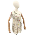 Haute Hippie Cream Floral 100% Silk Asymmetrical Ruffle One Shoulder Mini Dress