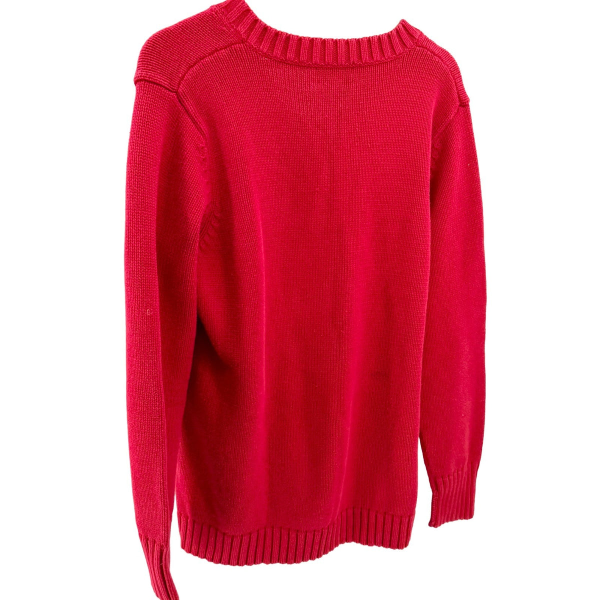 Vintage 90s Lauren Ralph Lauren Red 100% Cotton V-Neck Chunky Knit Sweater