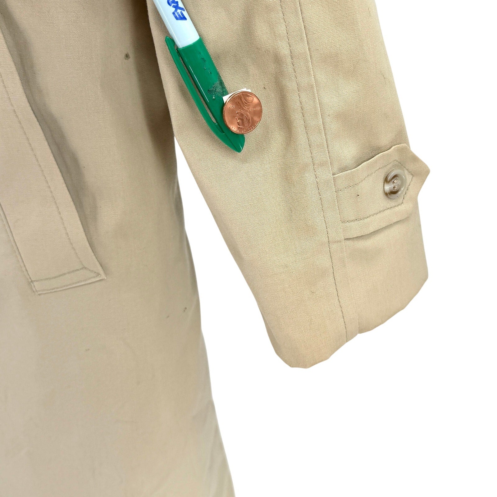 Vintage 80s London Fog Tan Classic Minimalist Fly Front Trench Coat Jacket