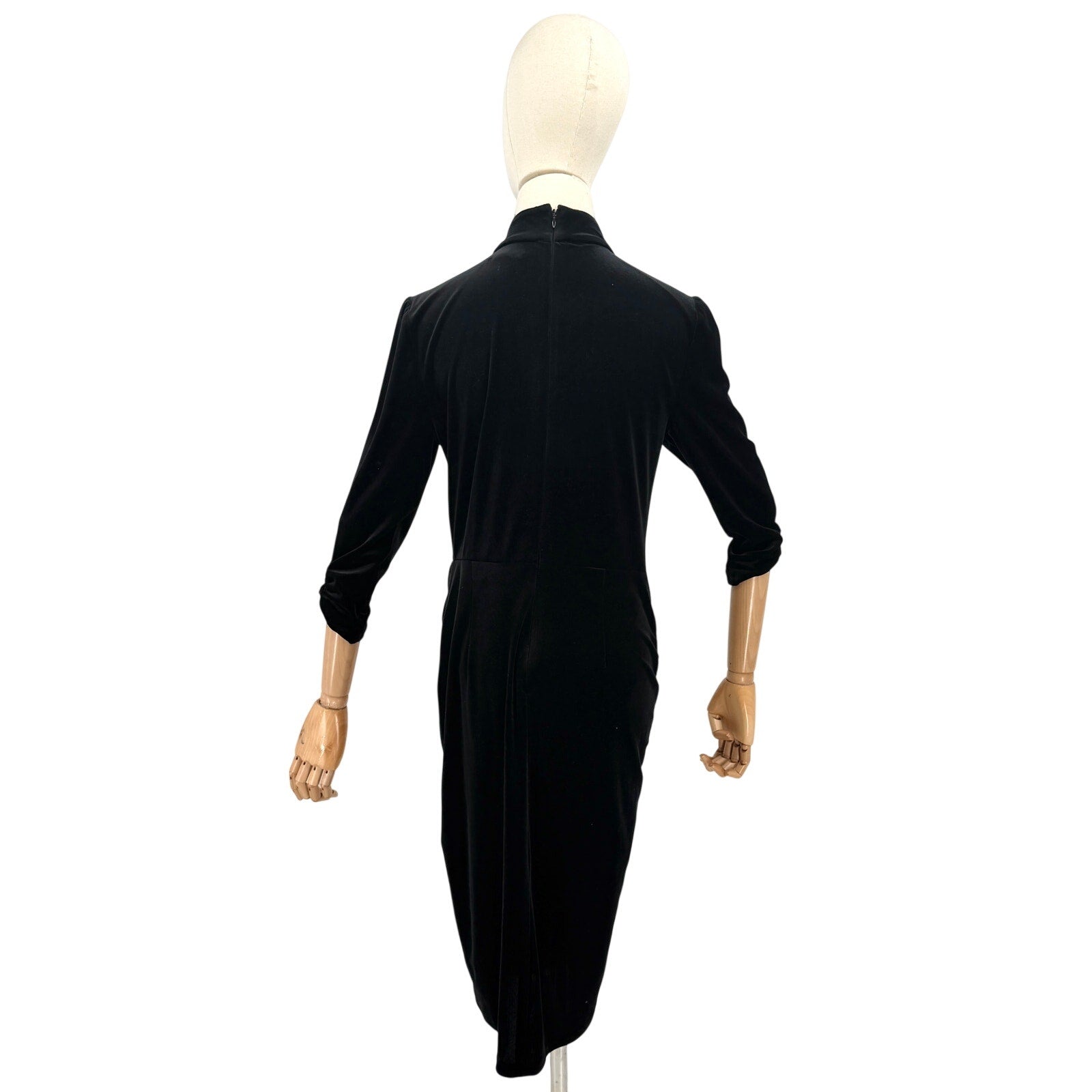 Alex Marie Black Velvet Mock Neck Wrap Style Bodycon Dress