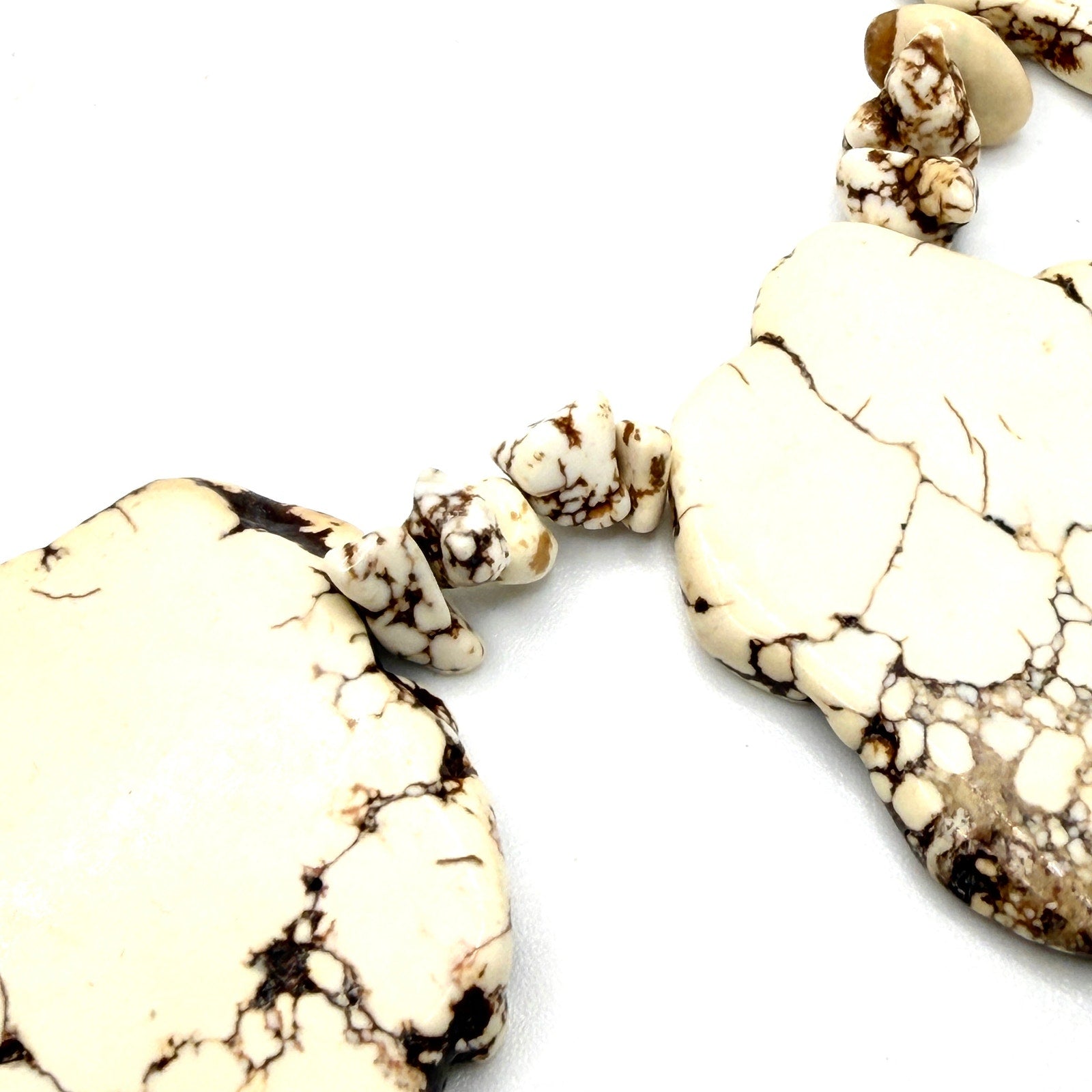 Vintage 90s White Buffalo Stone Large Slab Statement Collar Toggle Necklace