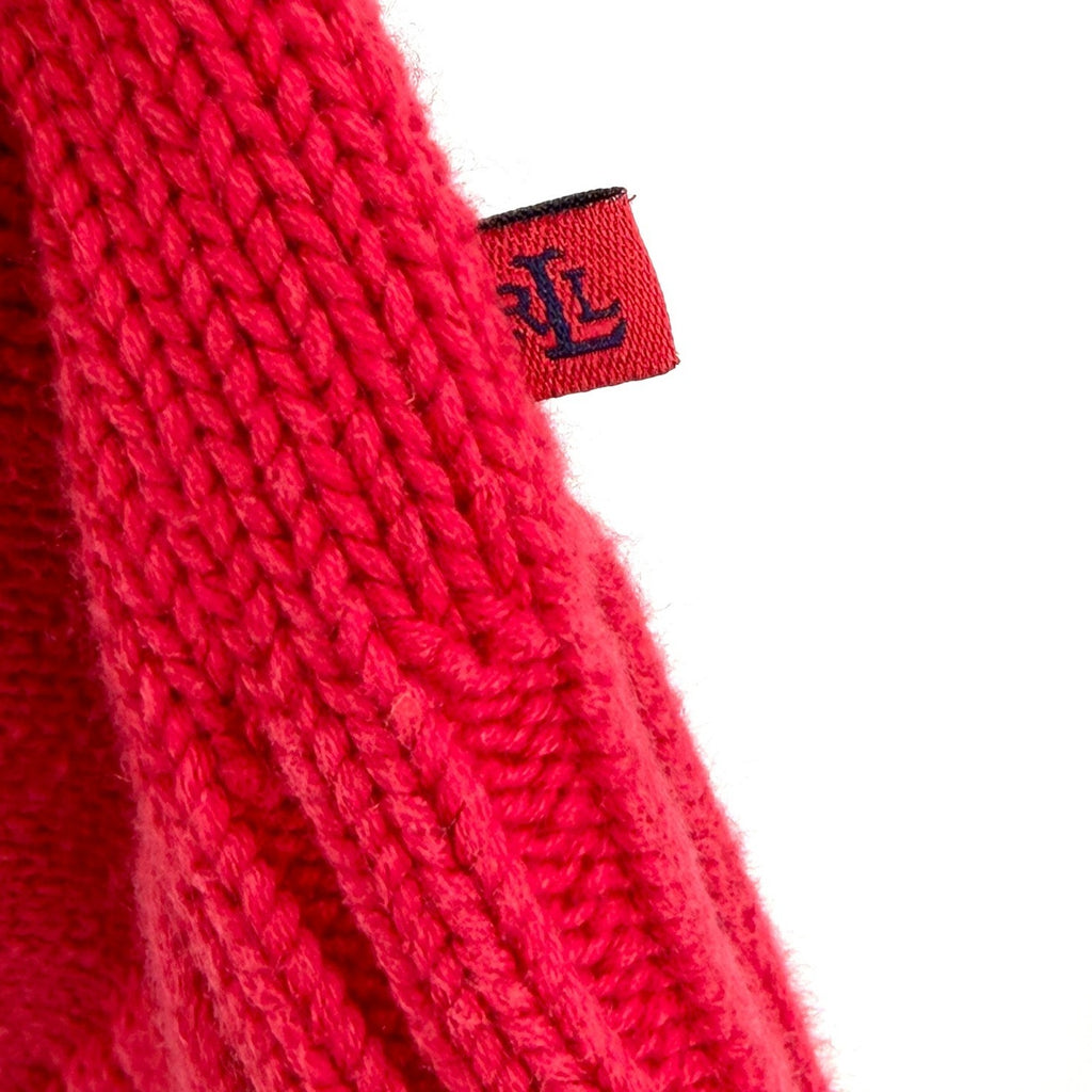 Vintage 90s Lauren Ralph Lauren Red 100% Cotton V-Neck Chunky Knit Sweater