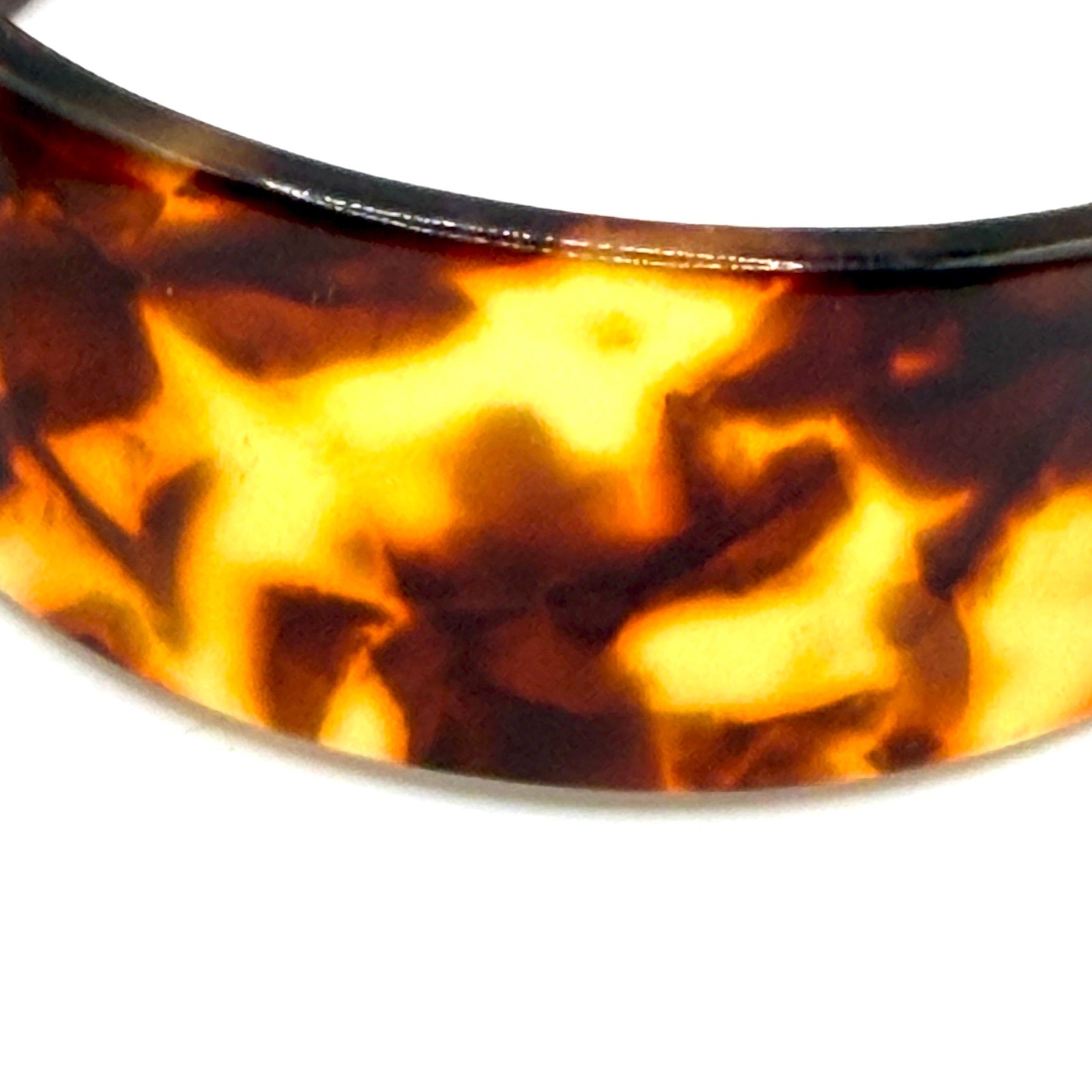 Vintage 80s Tortoiseshell Chunky Hoop Cuff Bracelet Earring Set