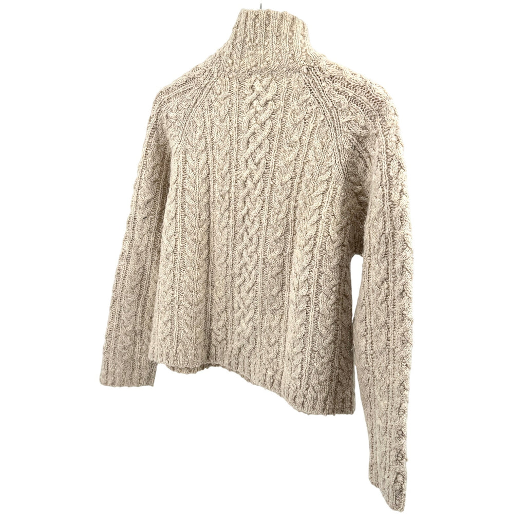 Vintage 90s J.Crew Oatmeal Cable Knit Funnel Neck Sweater