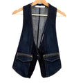 Lauren Vidal Blue Denim Zip Pocket Vest