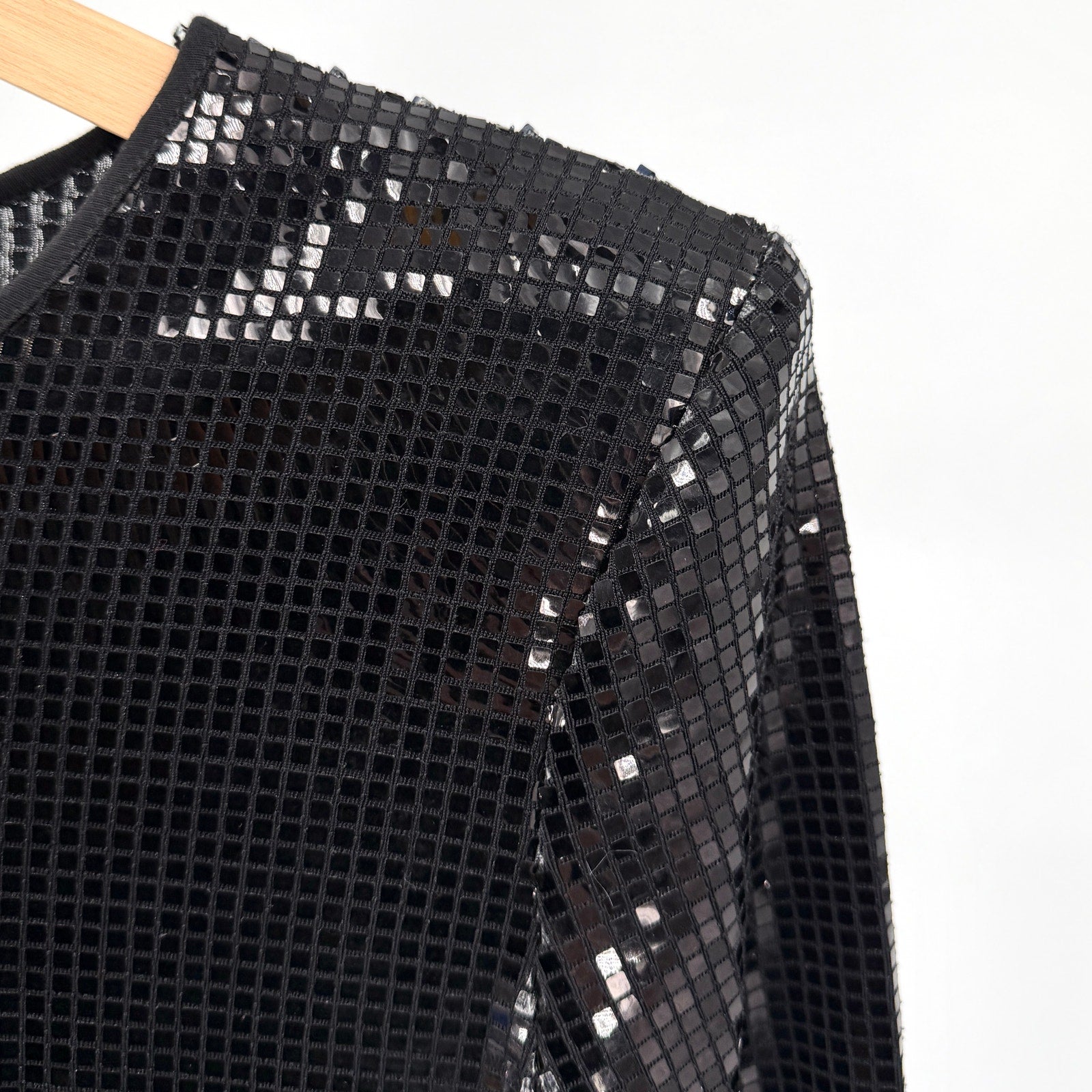 Love Moschino Black Square Sequin Mini Dress Shoulder Pad Stretch Party Shift
