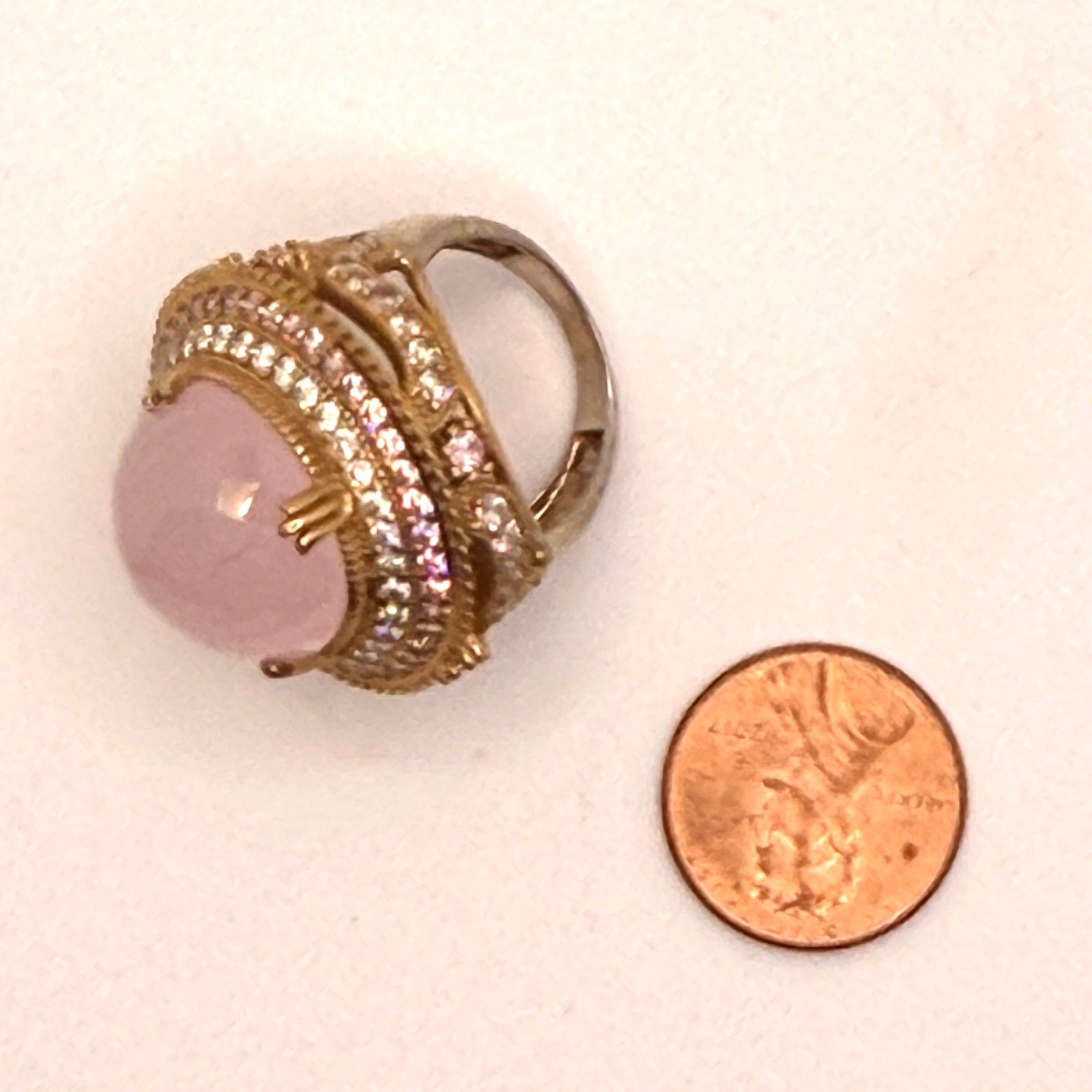 Vintage Y2K Gold Vermeil Ottoman Style Rose Quartz Cocktail Ring
