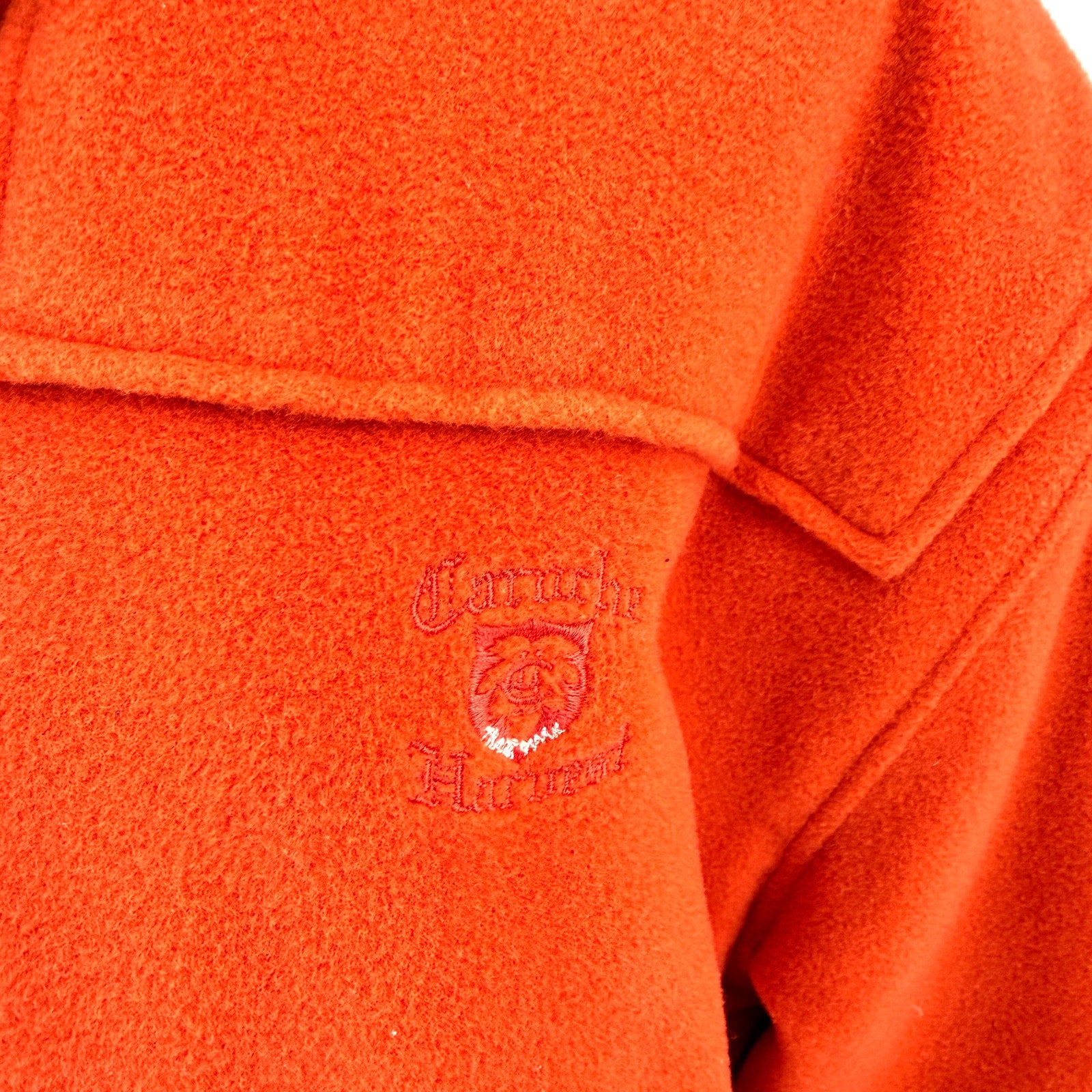 Vintage 80s/90s Caroche Harvest Orange Wool Blend Hooded Toggle Duffle Coat