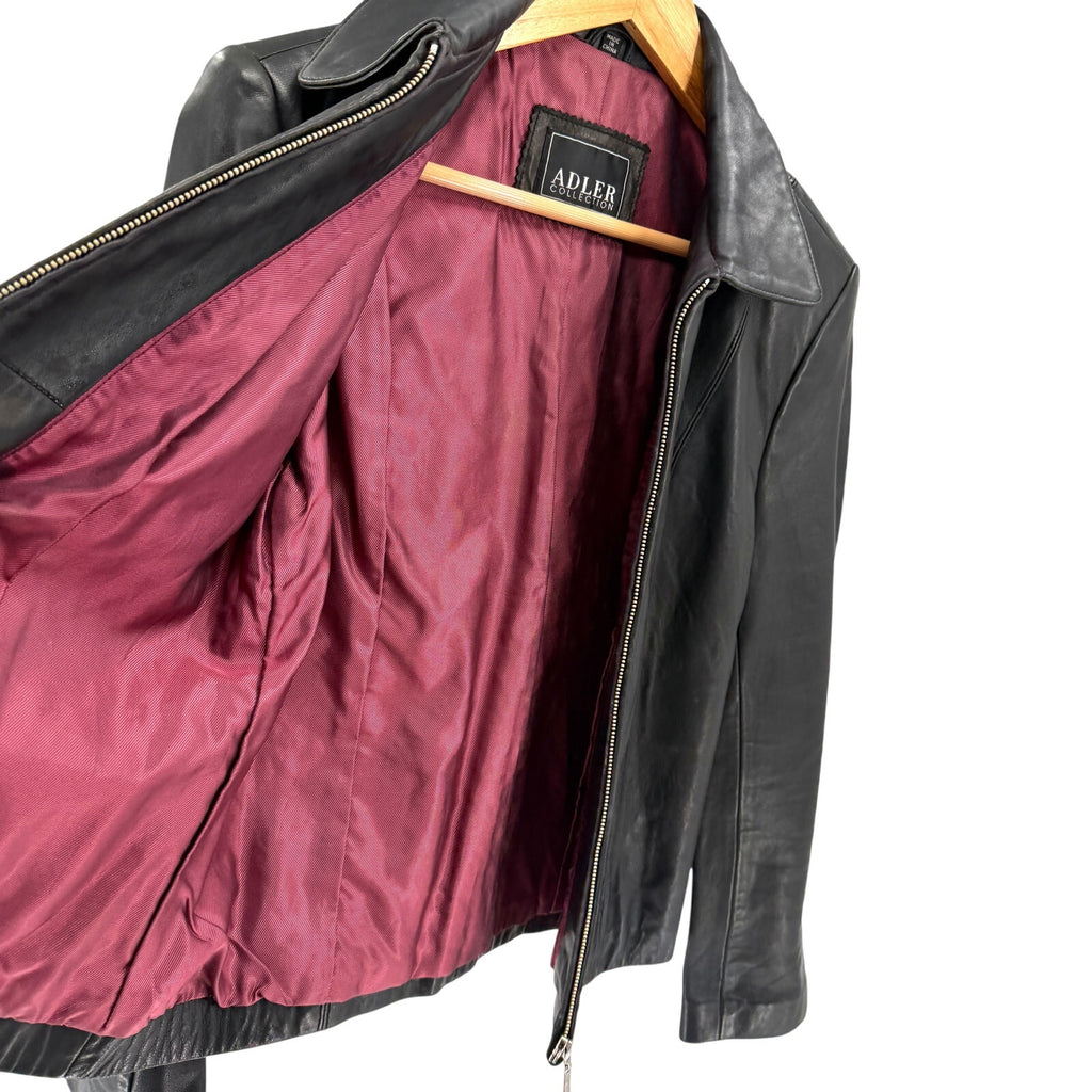 Vintage Y2K Adler Collection Black Genuine Leather Lambskin Zip Up Jacket