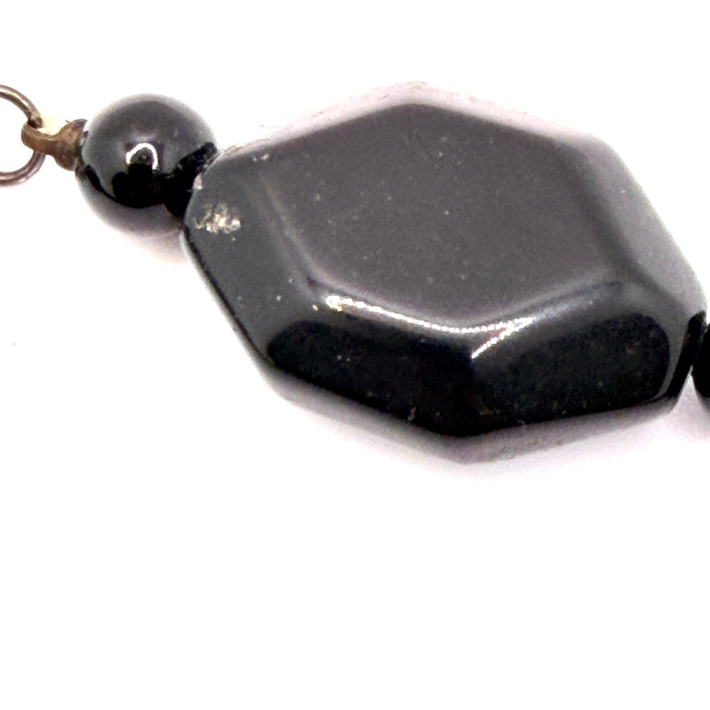 Vintage 90s Black Onyx Faceted Geometric Chunky Statement Necklace