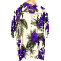 Vintage 90s Favant Purple Cream Tropical Floral Hawaiian Camp Shirt