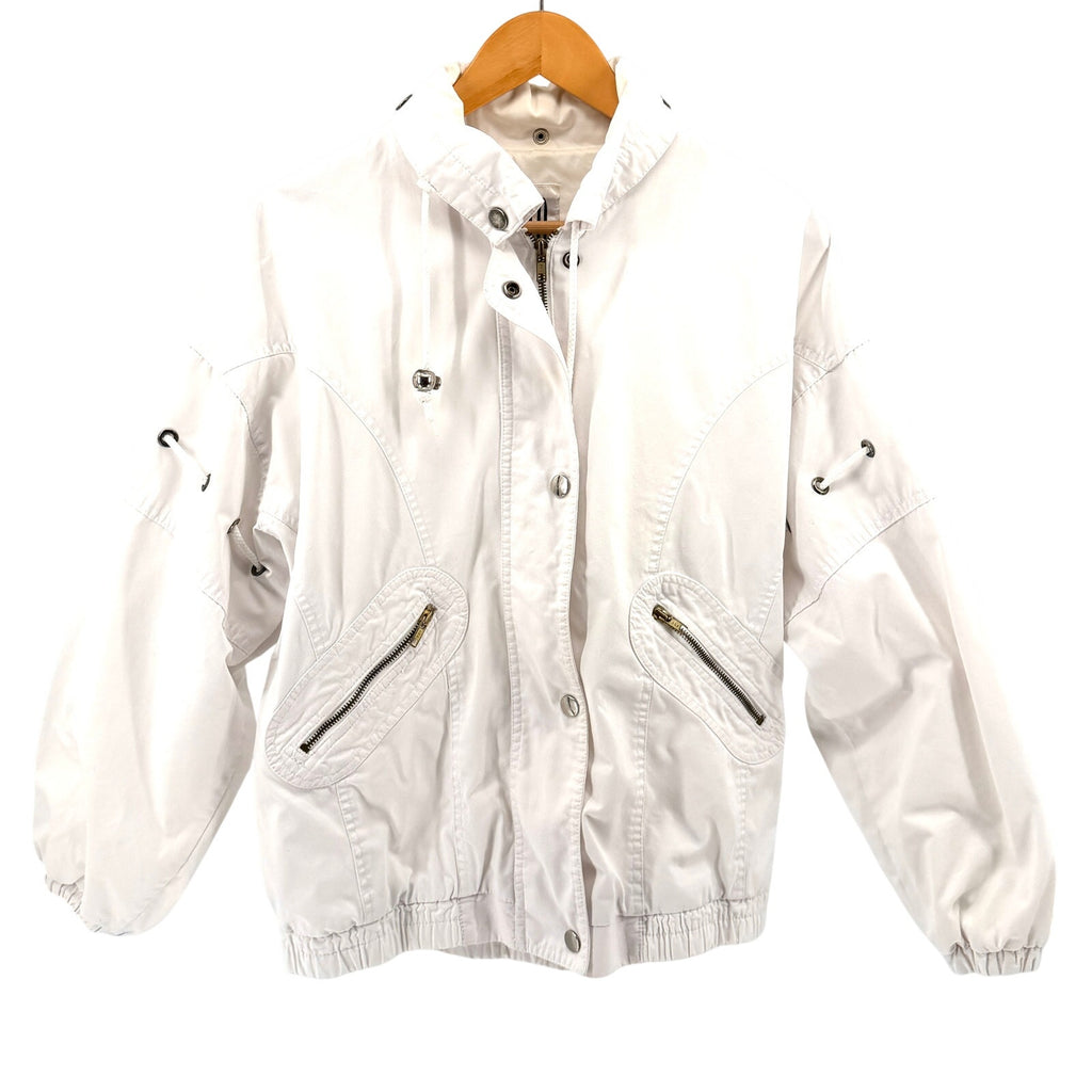 Vintage 90s PAO Originals White Sporty Drawstring Windbreaker Jacket