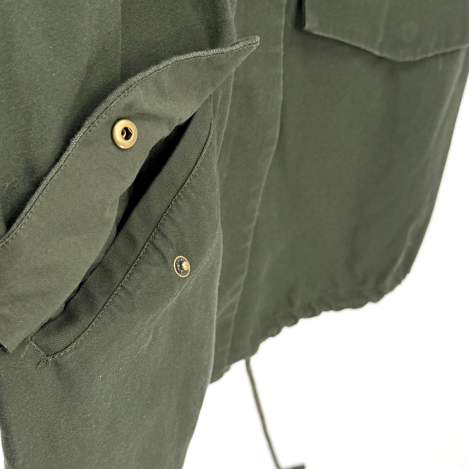 Custom Army Green I Do Care Stencil Slogan Utility Jacket