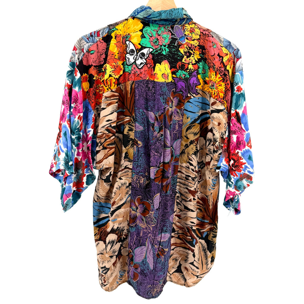 Vintage 90s Jazzman Patchwork Floral Customized Insect Patch Shirt