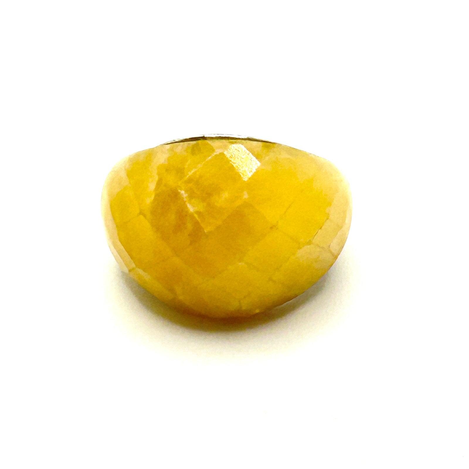 Vintage Y2K Handmade Sterling Silver Faceted Yellow Quartz Statement Ring