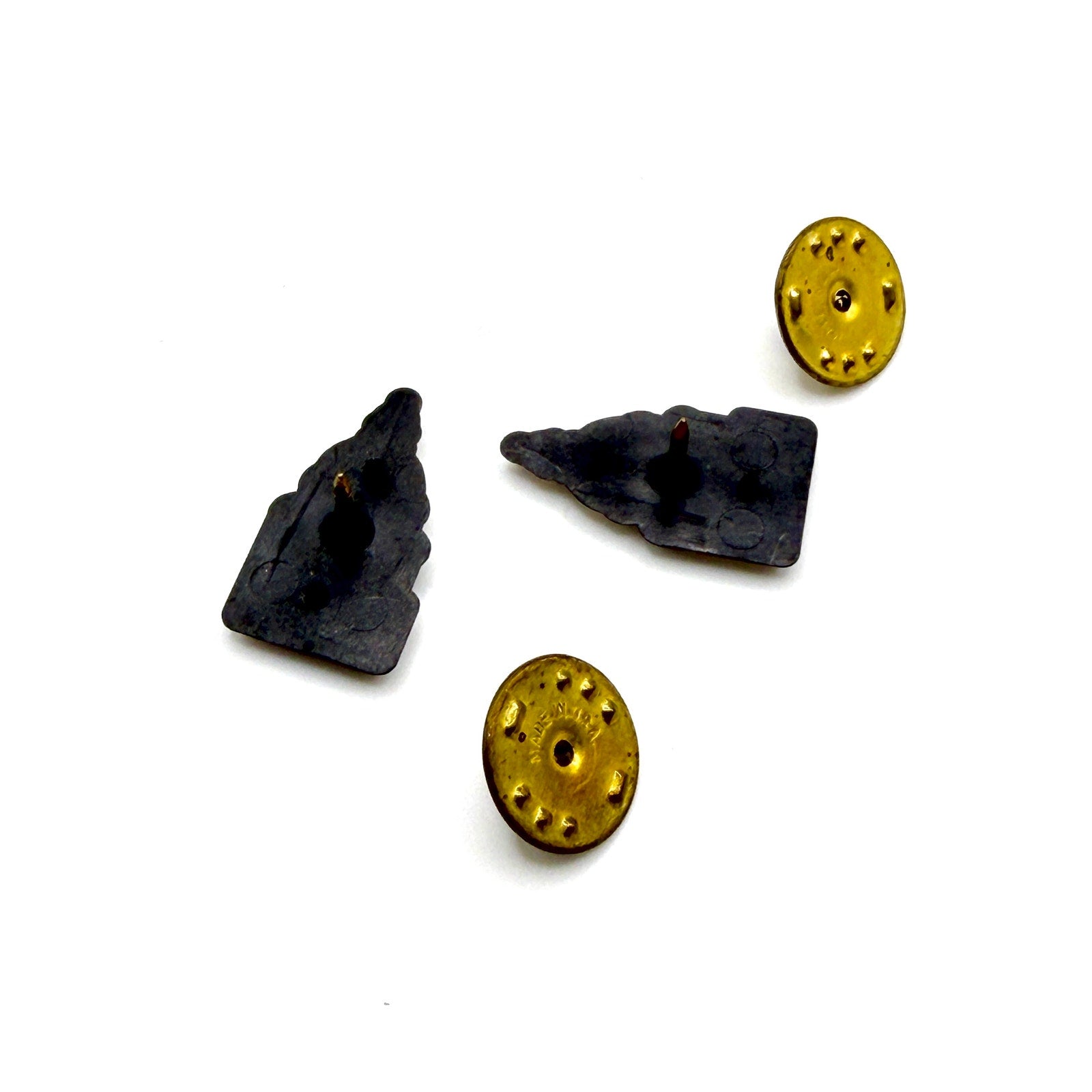 Vintage 80s Gold Tone Austin Texas Capitol Stamped Lapel Tack Pins Pair