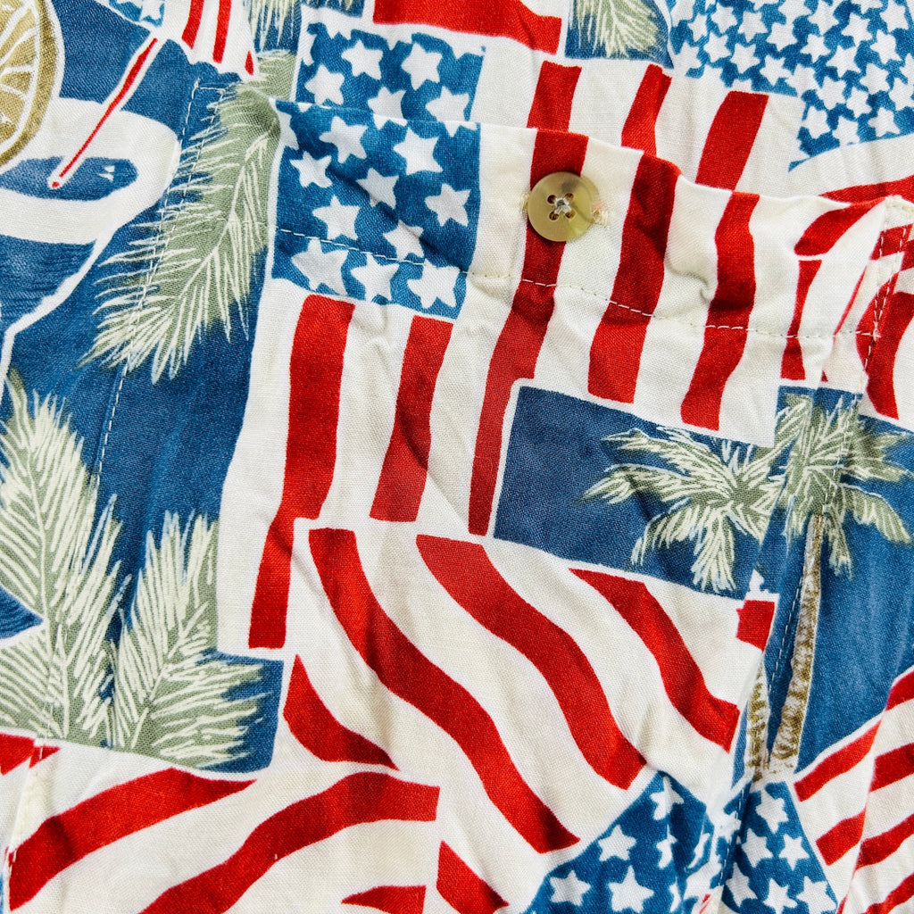 Vintage 90s Compra Moda Red White Blue Patriotic Flag Shirt