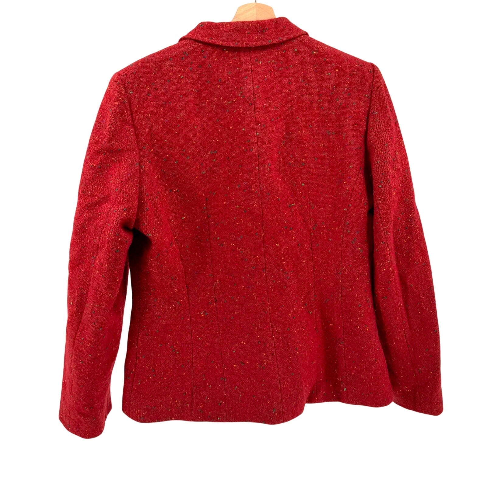 Vintage Y2K Kasper A.S.L. 100% Wool Red Tweed Speckled Fitted Blazer Jacket
