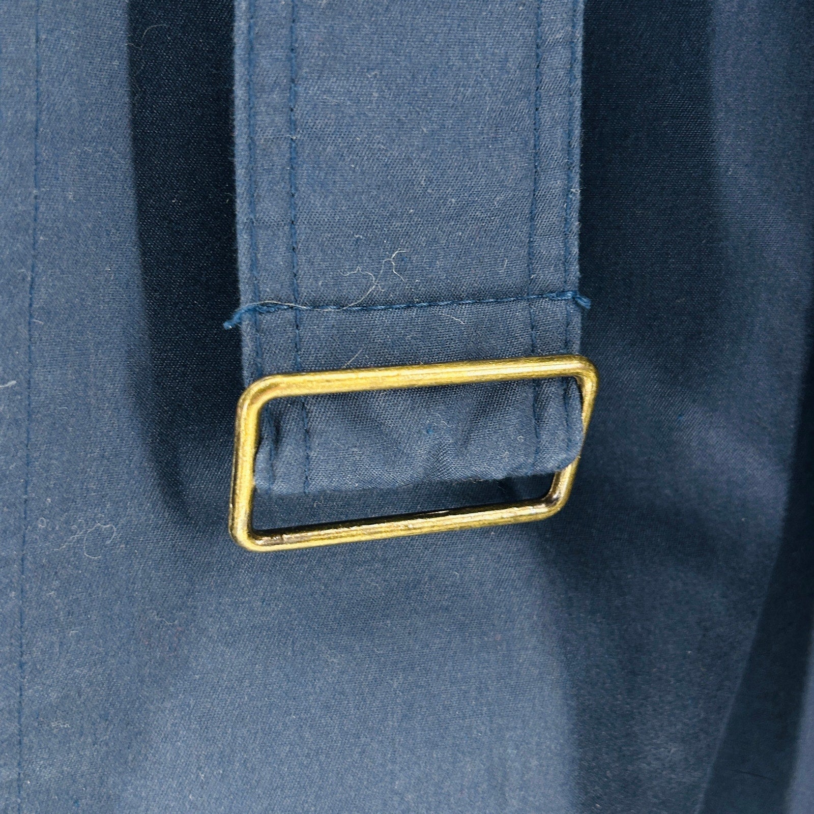 Vintage 90s Worthington Navy Double-Breasted Buckle Strap Trench Coat