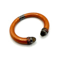Metallic Orange Smoky Crystal Pavé Spring Hinge Bypass Cuff Bracelet