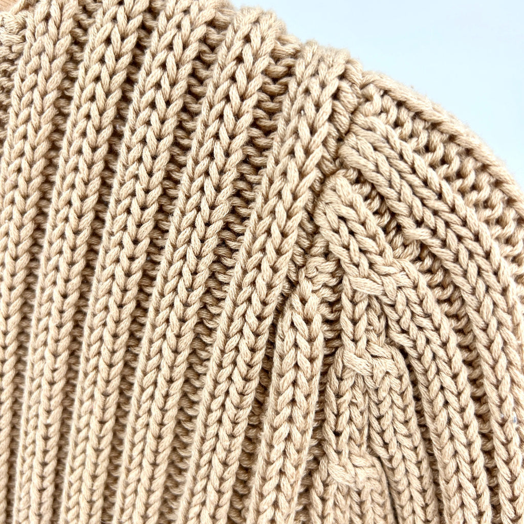 Vintage 90s Brooks Brothers Camel Ribbed 100% Cotton Cable Knit Sweater