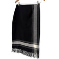 Vintage 90s David N Black Gray 100% Wool Fringe Wrap Midi Skirt