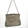 MINT Vintage 60s Silver Heavily Beaded Filigree Clasp Evening Handbag