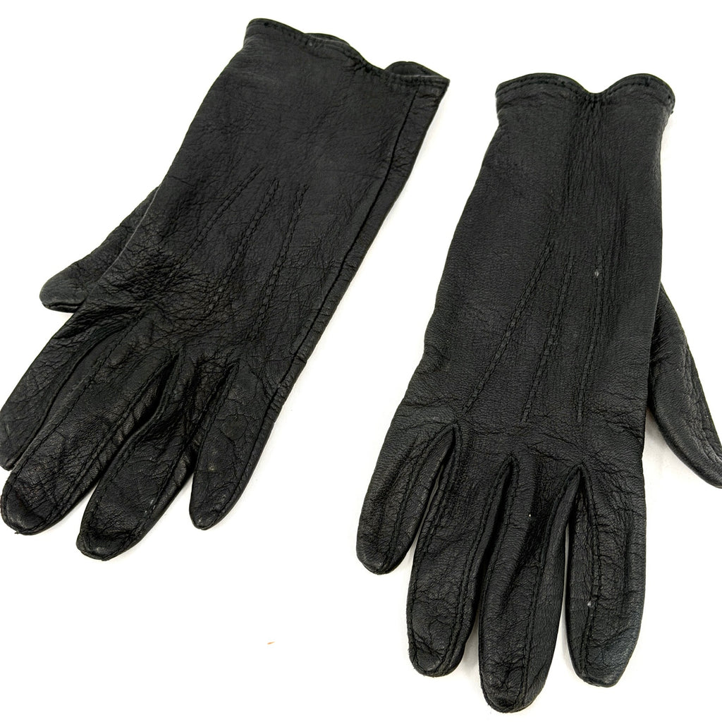 Vintage 90s Black Genuine Leather Minimalist Snap Closure Driving Gloves