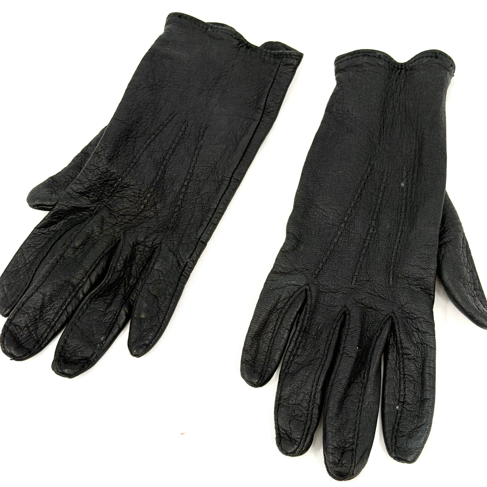 Vintage 90s Black Genuine Leather Minimalist Snap Closure Driving Gloves