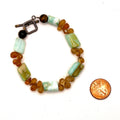 Vintage 90s Blue Green Larimar Citrine Tiger Eye Boho Square Toggle Bracelet