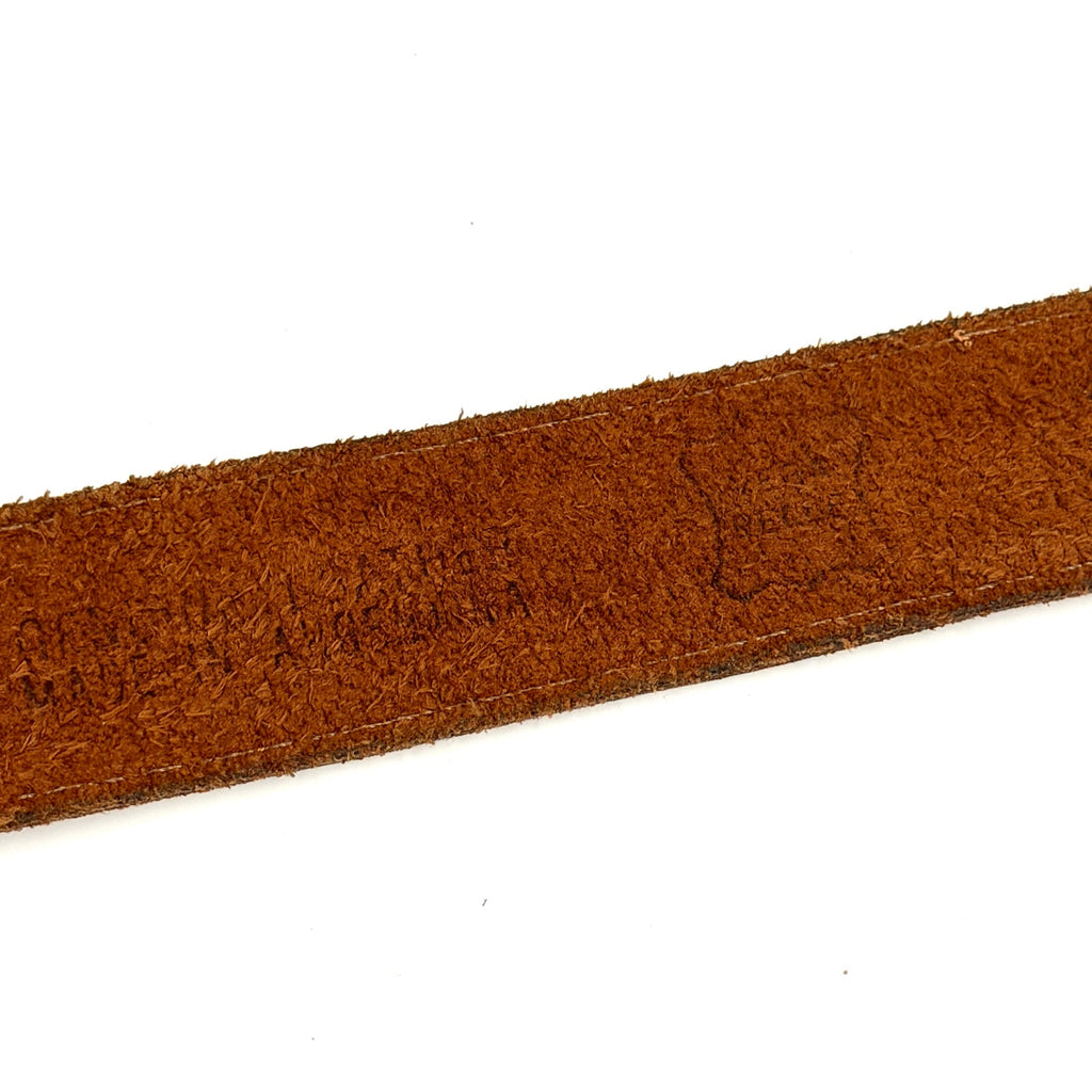 Vintage 90s Brown Genuine Leather Contrast Forest Green Trim Belt