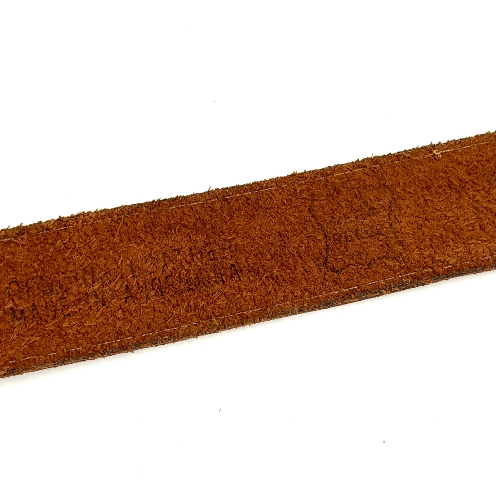 Vintage 90s Brown Genuine Leather Contrast Forest Green Trim Belt