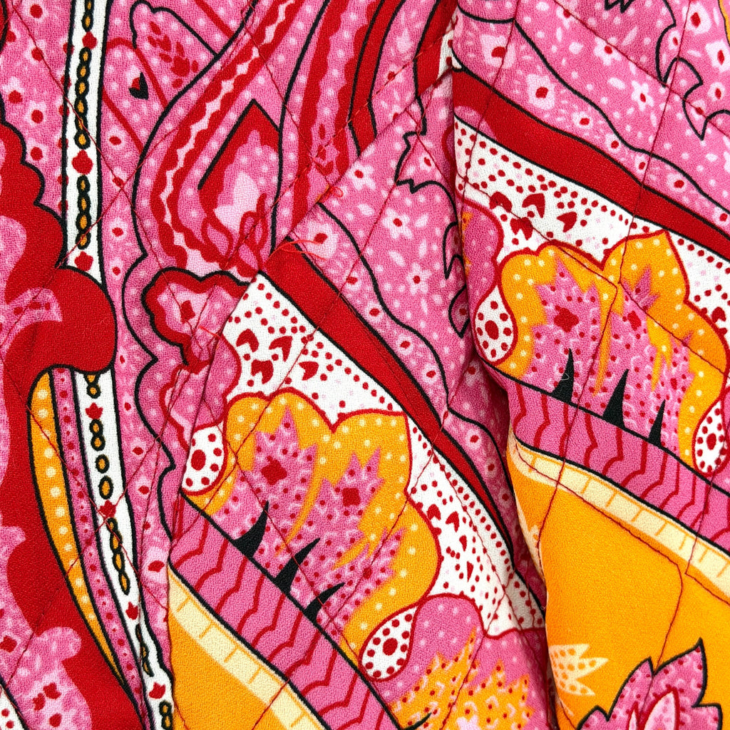 Vintage Y2K Selene Sport Pink Red Paisley Quilted Zip Up Puffer Jacket